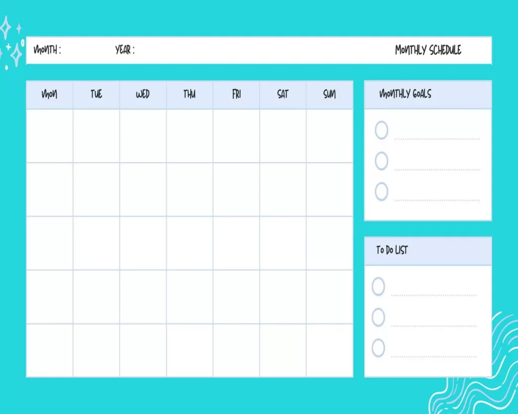 Monthly Schedule Template 03