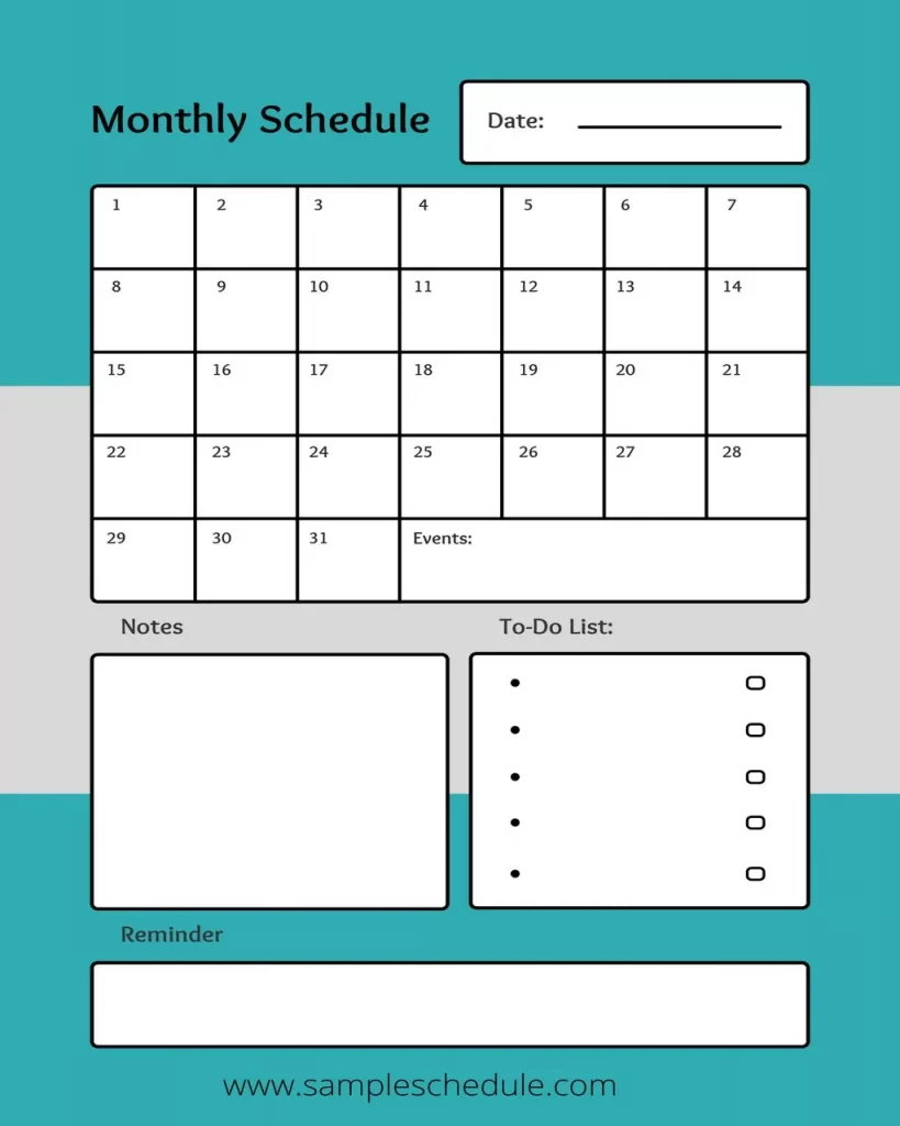 Monthly Schedule Template 04