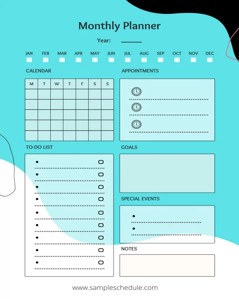 Monthly Schedule Template 05