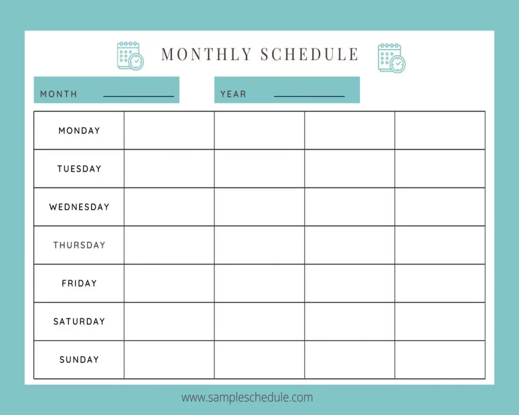 Monthly Schedule Template 07
