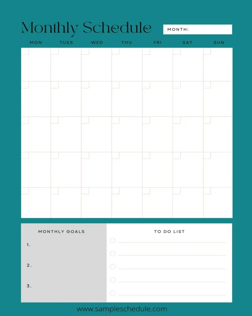 Monthly Schedule Template 09