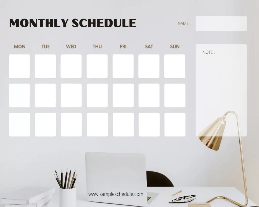 Monthly Schedule Template 11