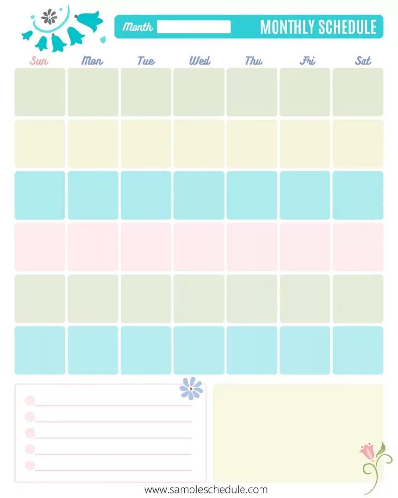 Monthly Schedule Template 12