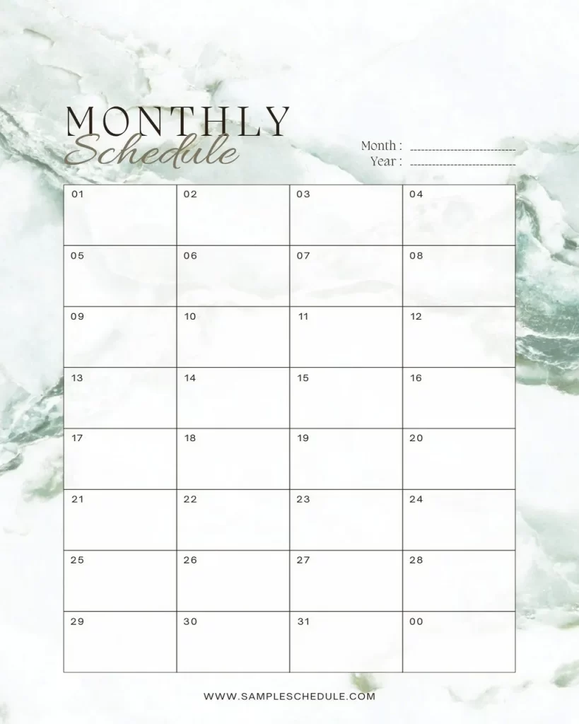 Monthly Schedule Template 17