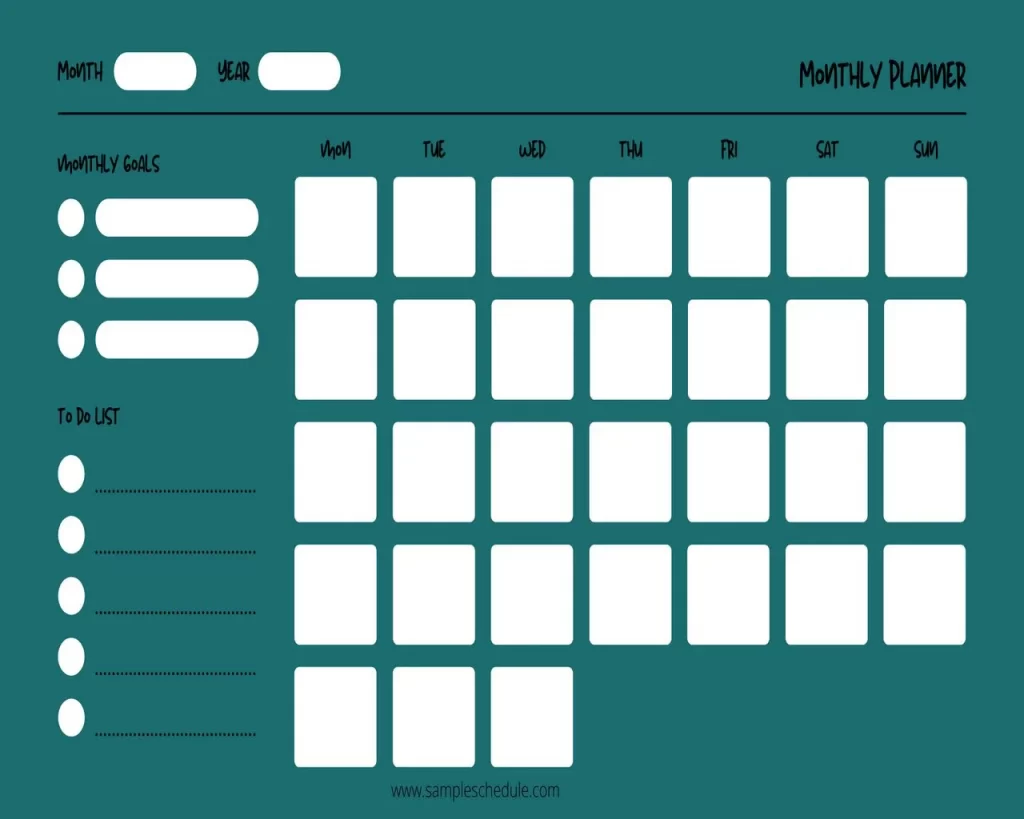 Monthly Schedule Template 18