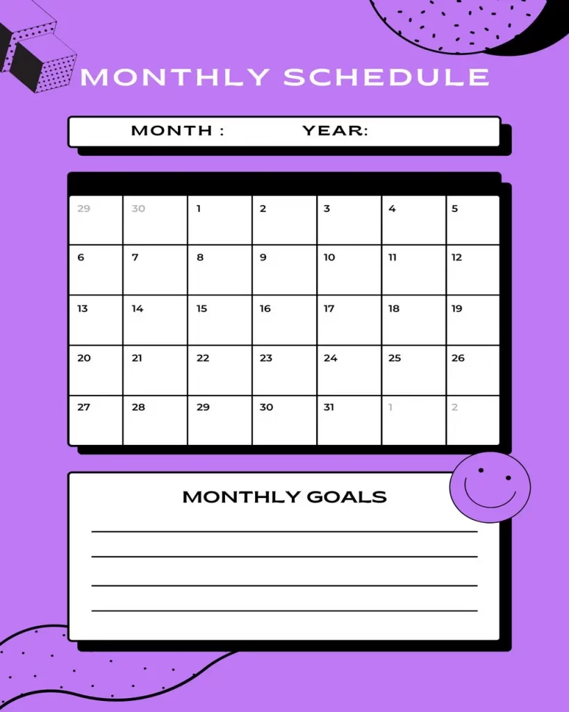 Monthly Schedule Template 19