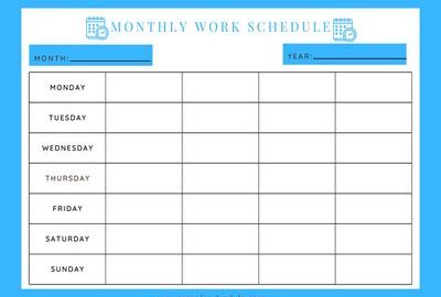 Monthly Work Schedule Featured