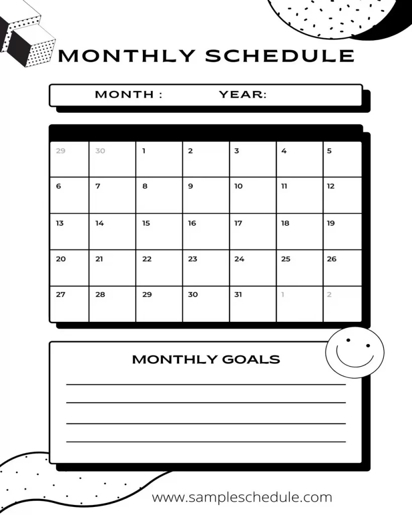 Monthly Work Schedule Template 21