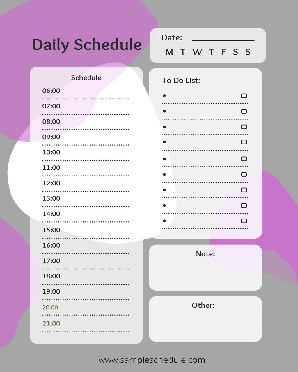 Printable Schedule Template Daily 01