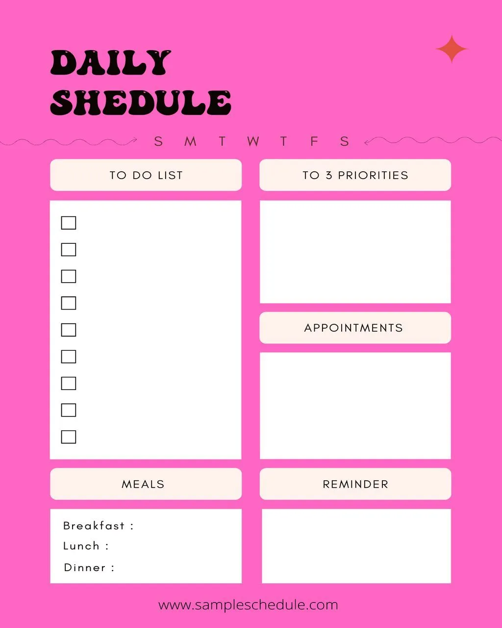 Printable Schedule Template Daily 03