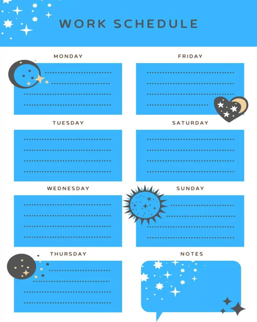 Printable Work Schedule Template 01