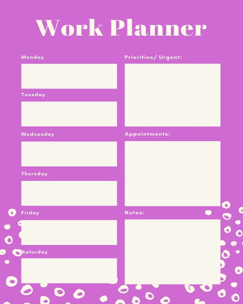 Printable Blank Work Schedule Template 02