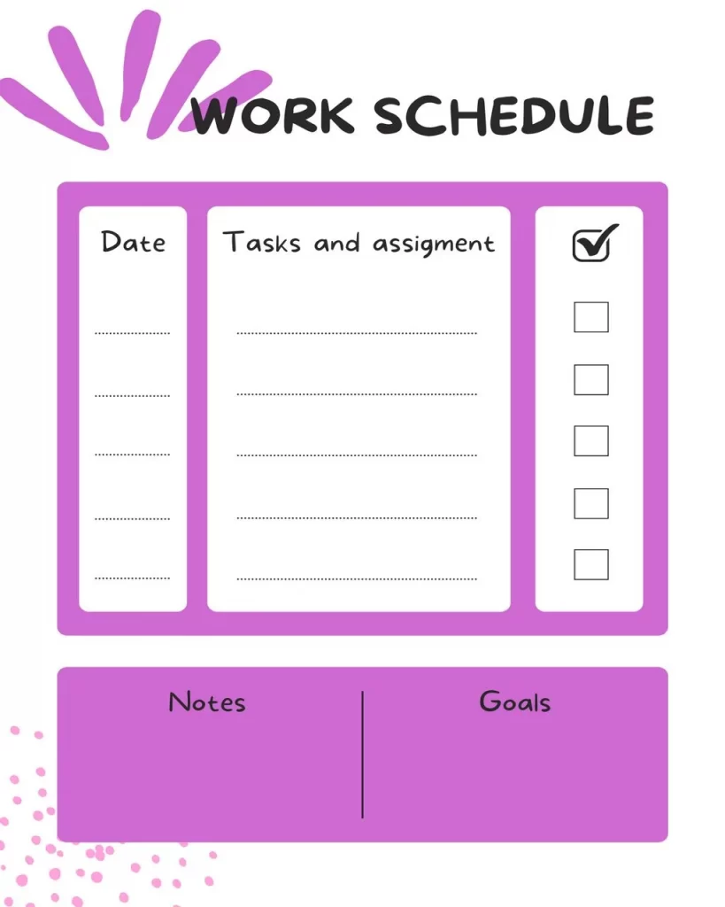 Printable Work Schedule Template 05