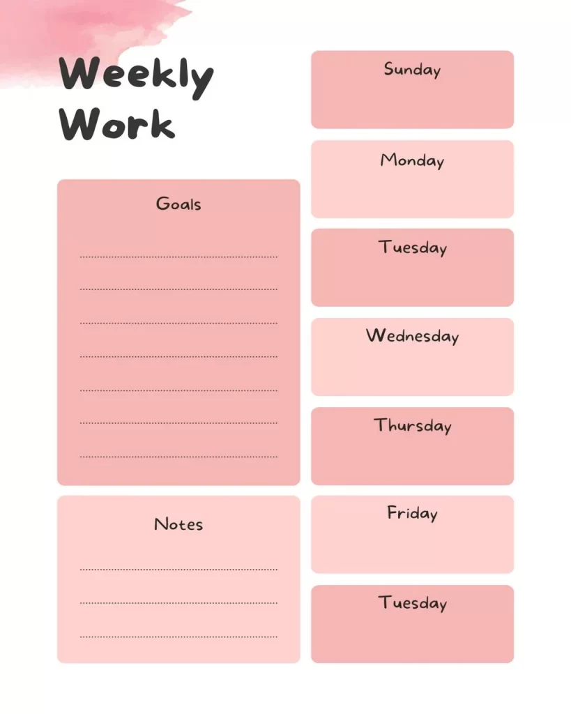 Printable Work Schedule Template 08