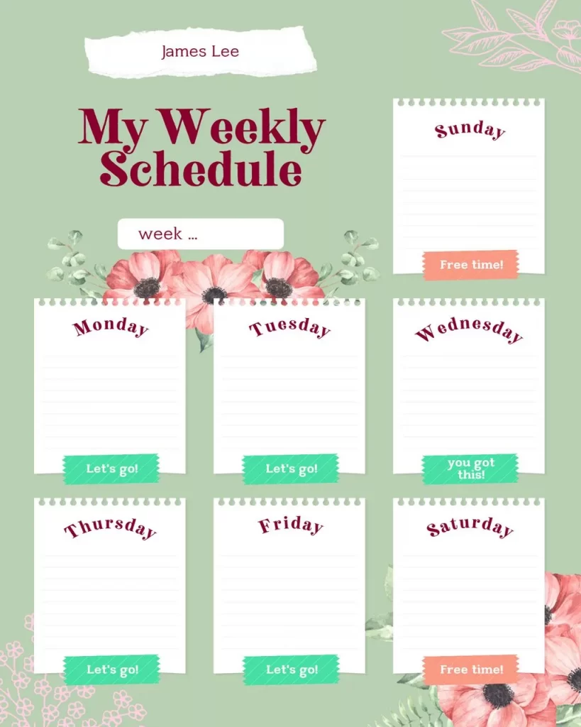 Printable Work Schedule Template 14