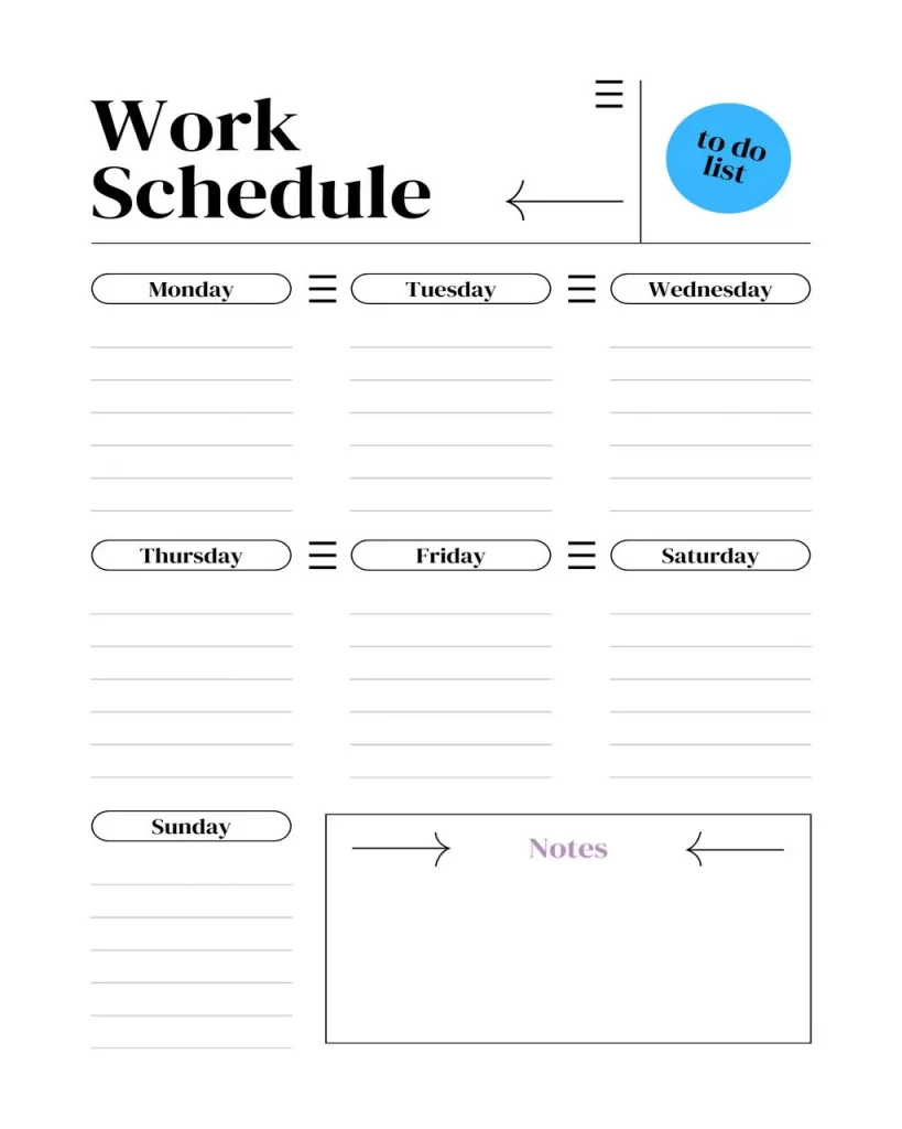 Free Printable Work Schedule Template 16