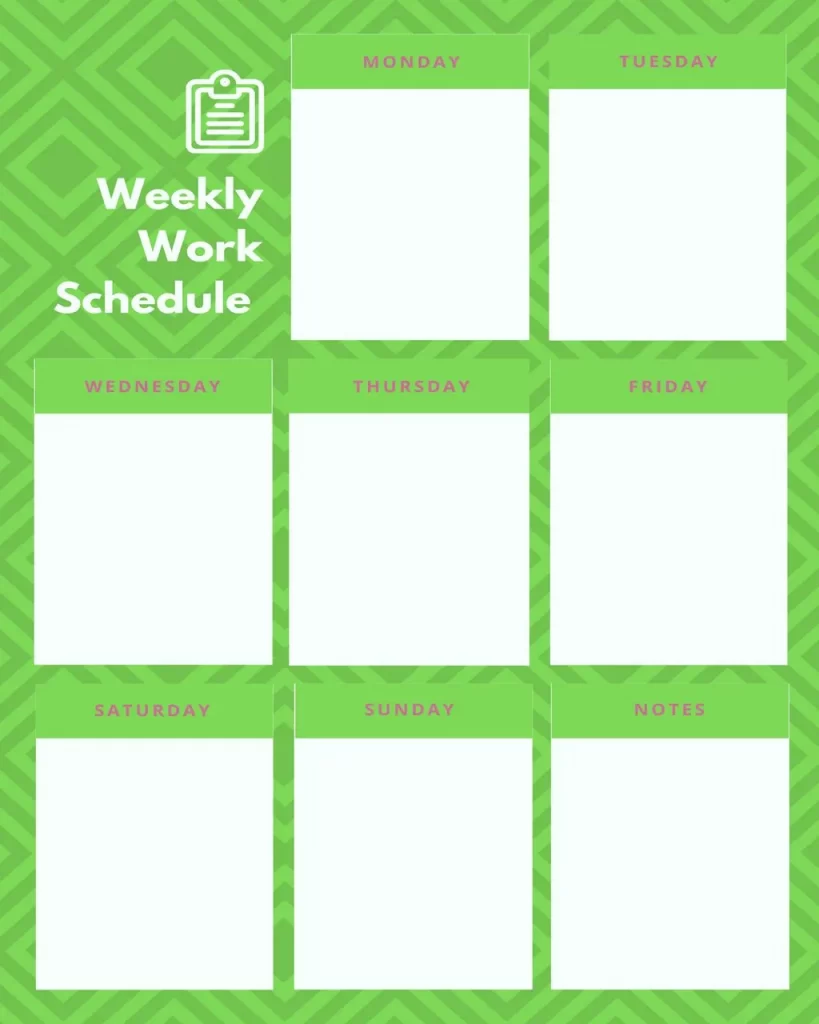 Printable Weekly Work Schedule Template 18