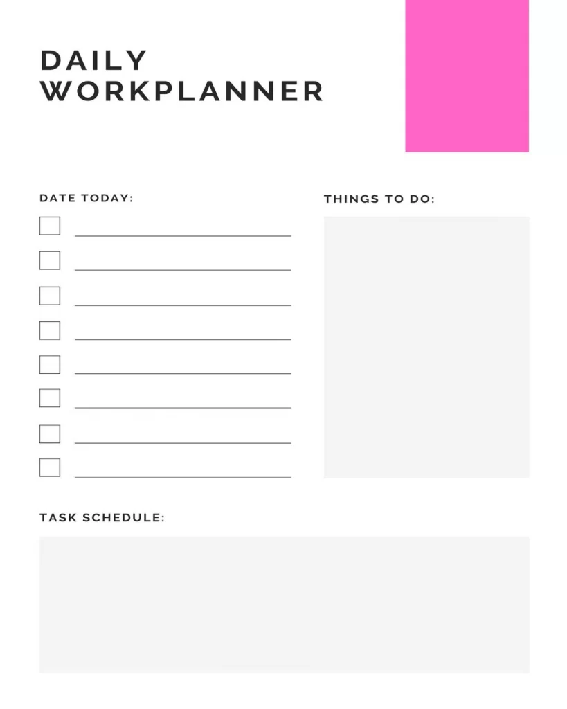 Printable Work Schedule Template 20