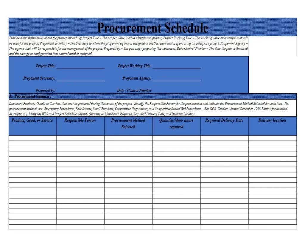 Procurement Schedule