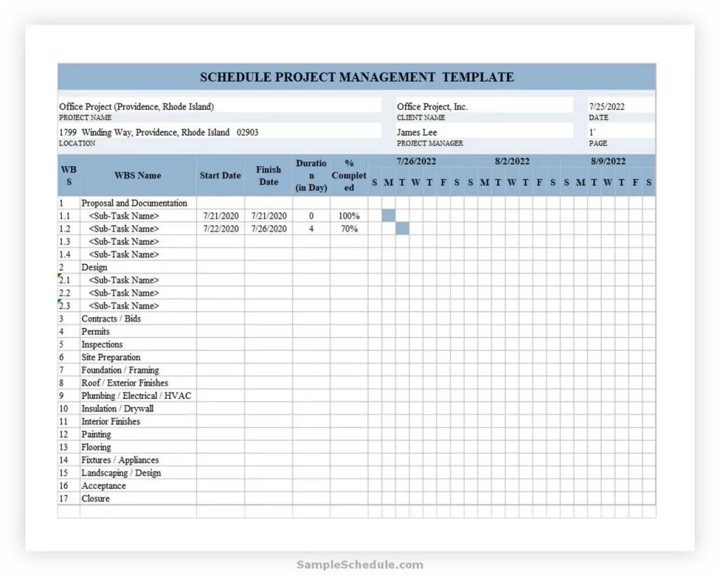 Project Management Schedule Template 02