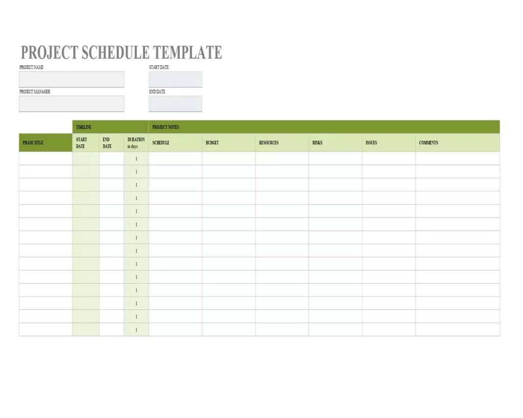 Project Schedule Template - Simple Project Schedule Template Excel