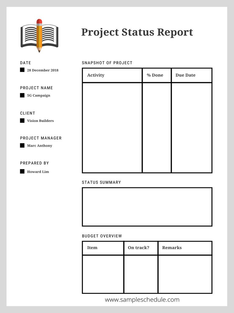 Project Status Report Template 02