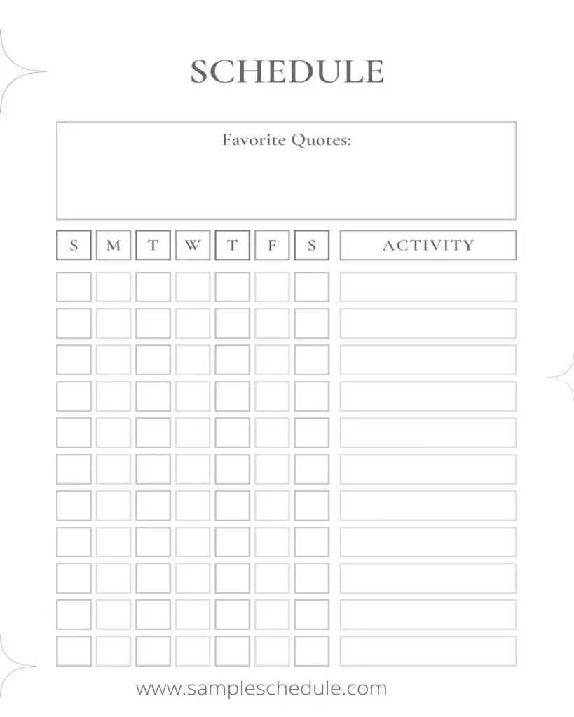 Schedule Template PDF 10