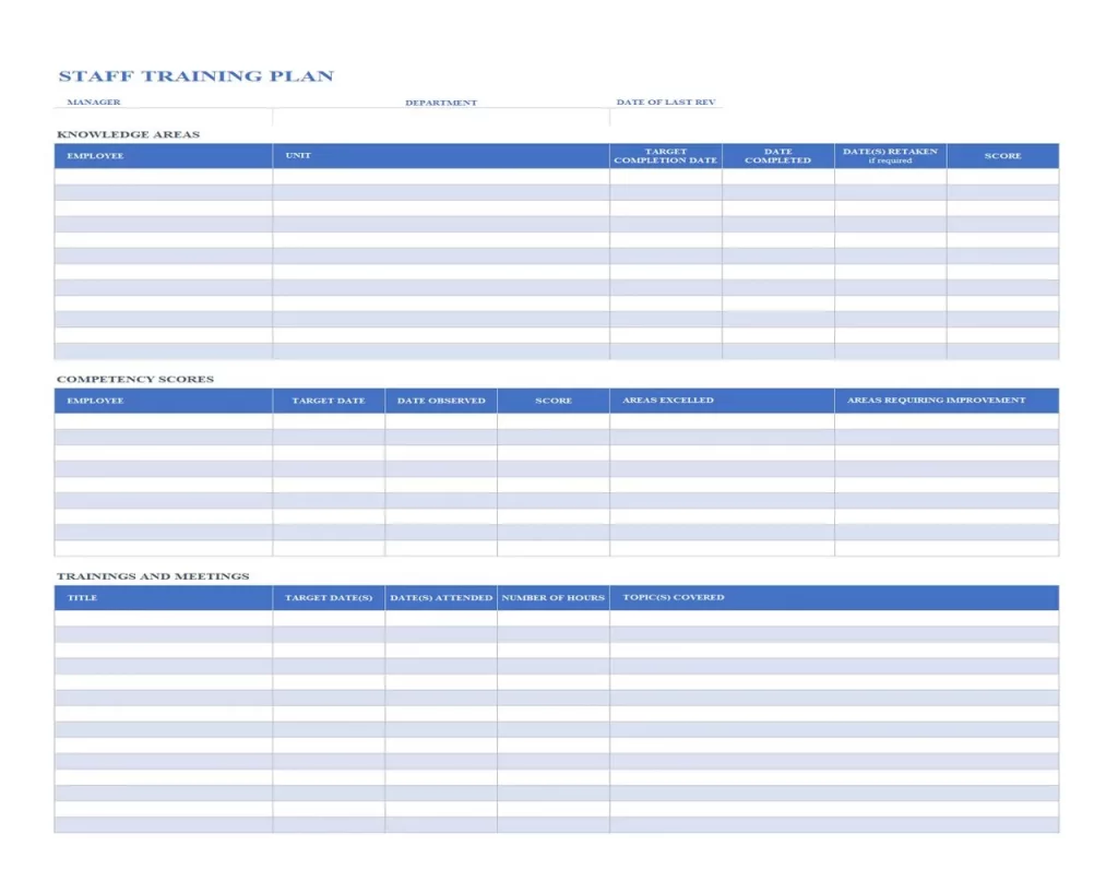 Staff Training Plan Template Excel