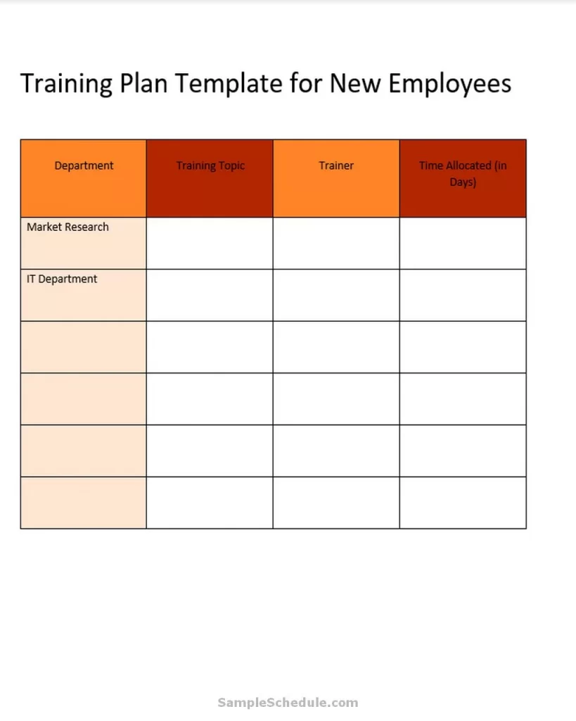 Training Plan Template For New Employees 09