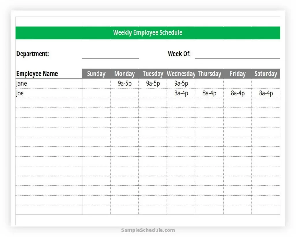 Weekly Employee Schedule Template Excel 01