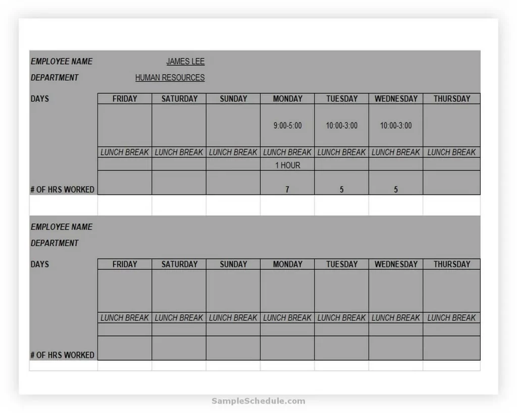 Weekly Employee Schedule Template Excel 04