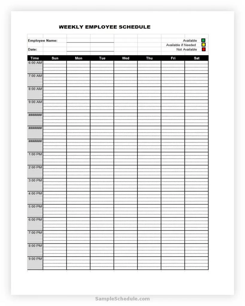 Weekly Employee Schedule Template Excel 06