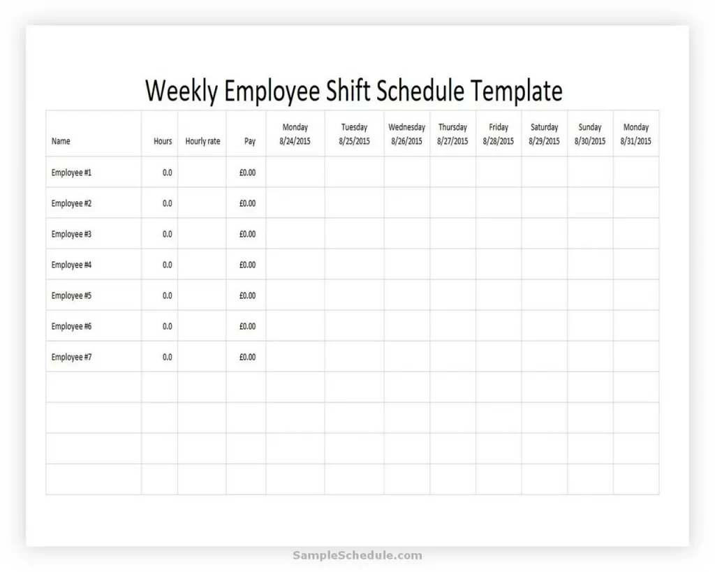 Weekly Employee Schedule Template Excel 10