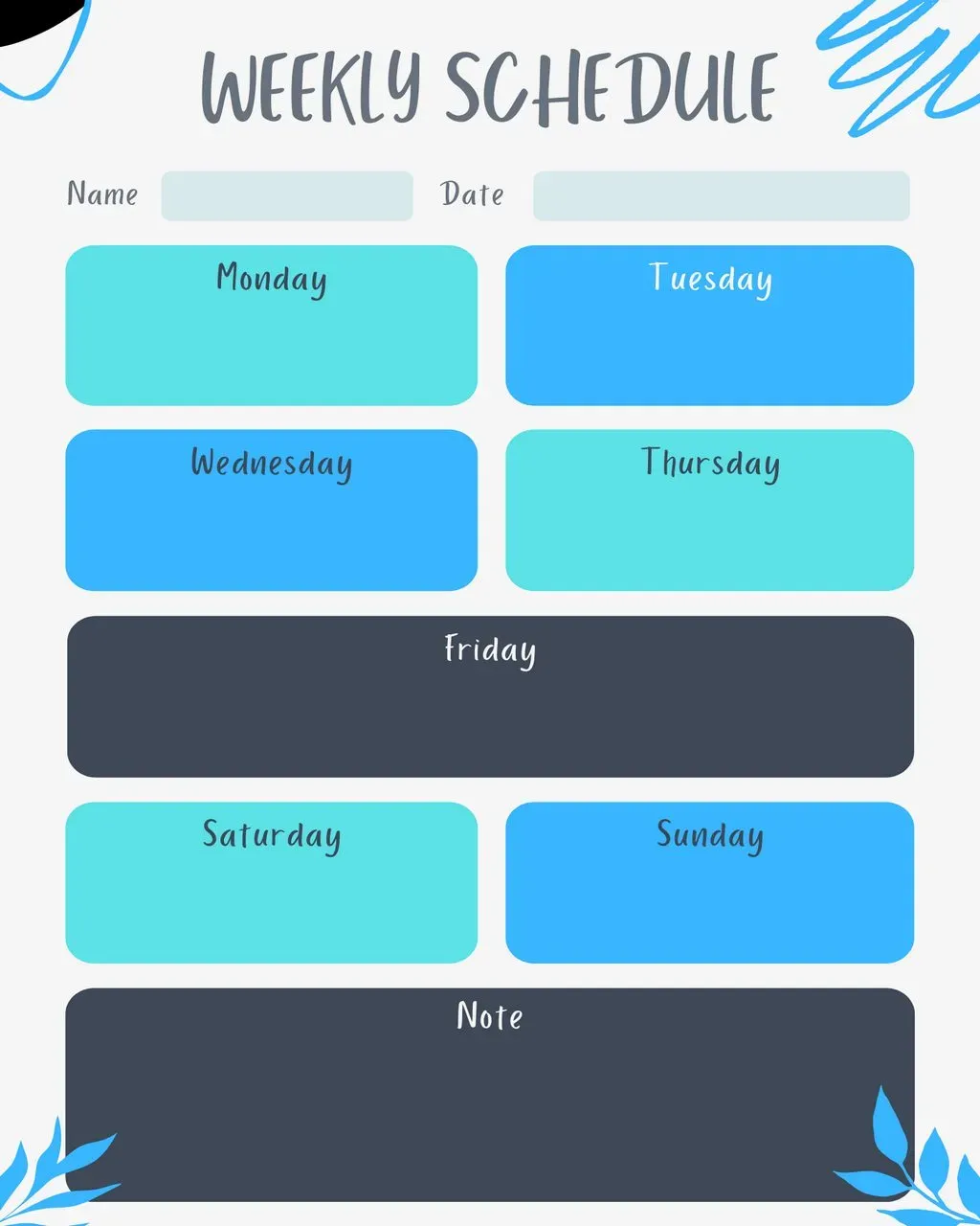Weekly Schedule Template 05