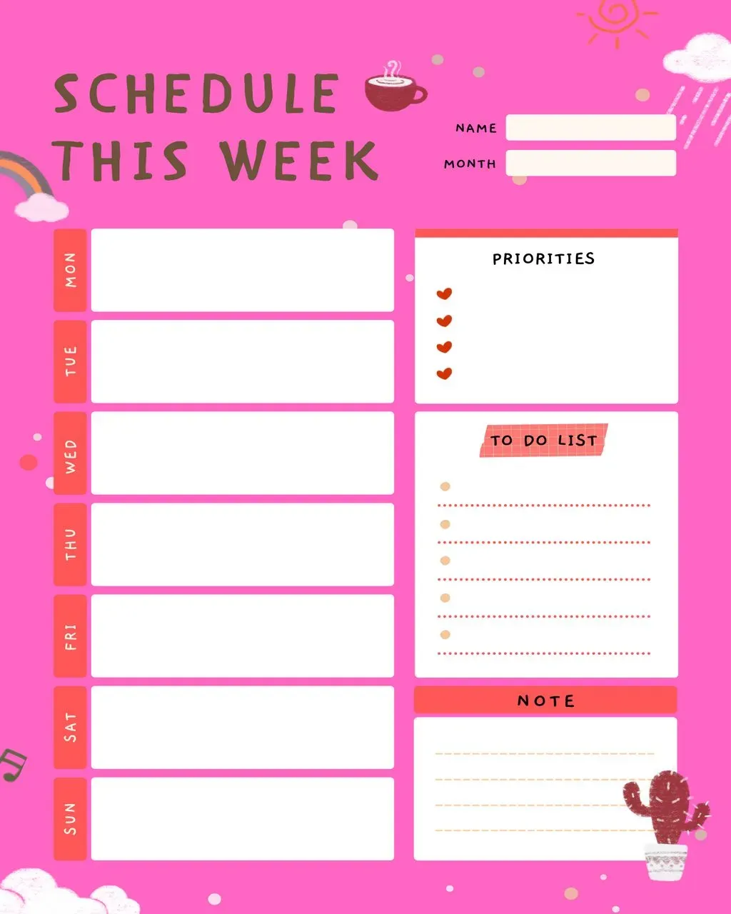 Weekly Schedule Template 10