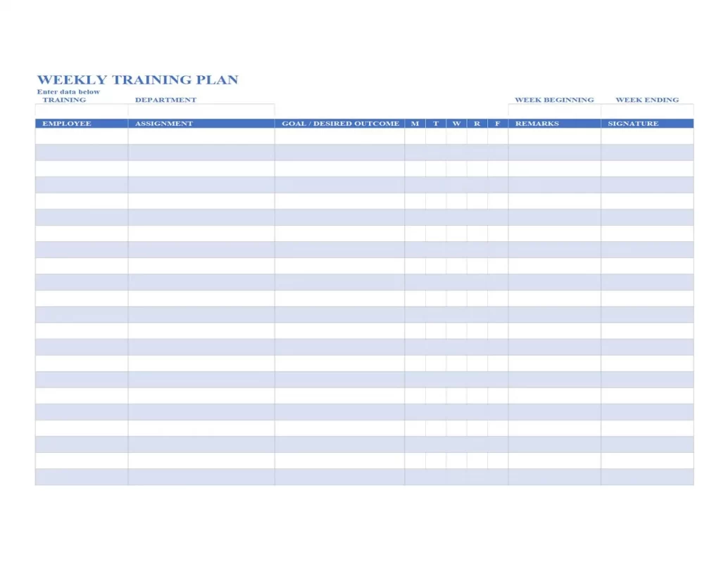 Weekly Training Plan Template Excel