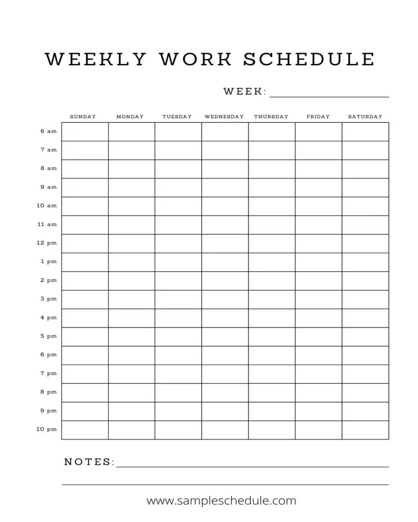 Work Schedule Template PDF 02