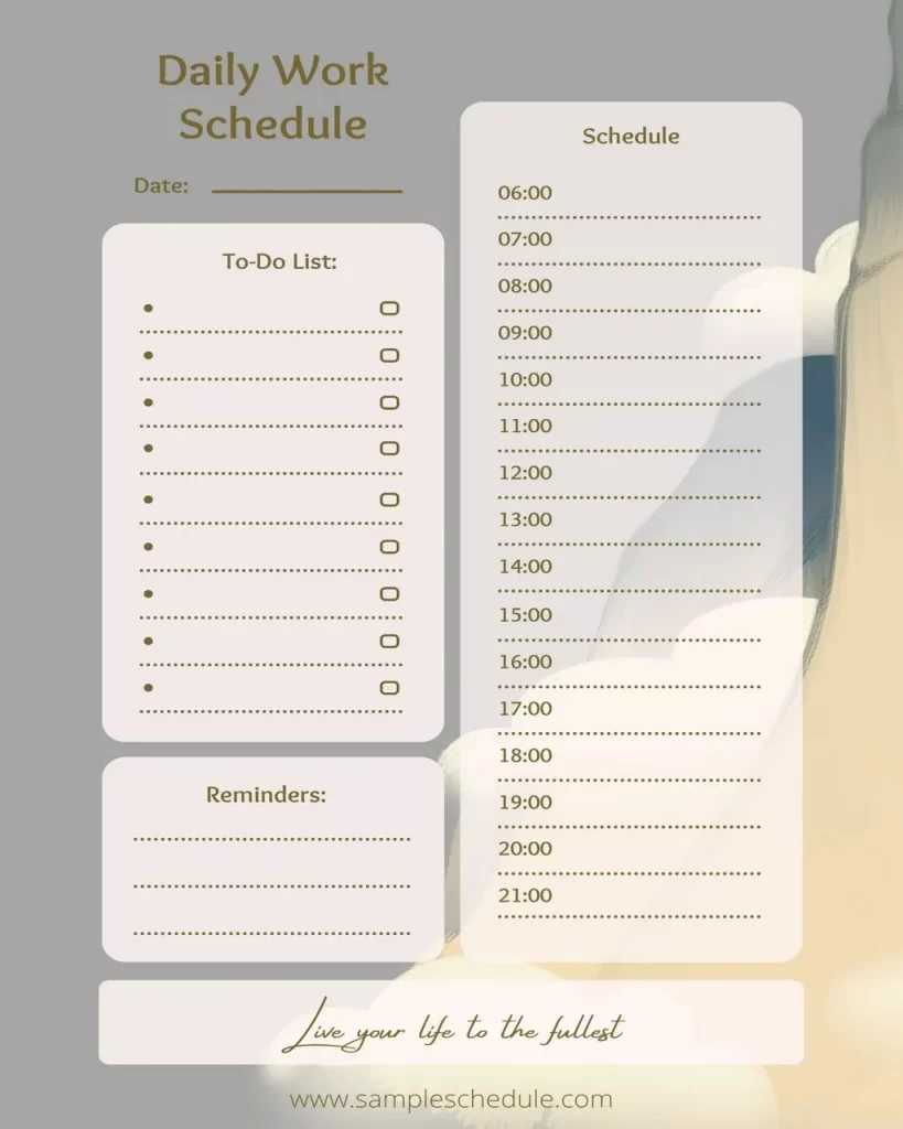 Work Schedule Template PDF 03