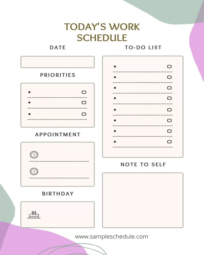 Work Schedule Template PDF 04