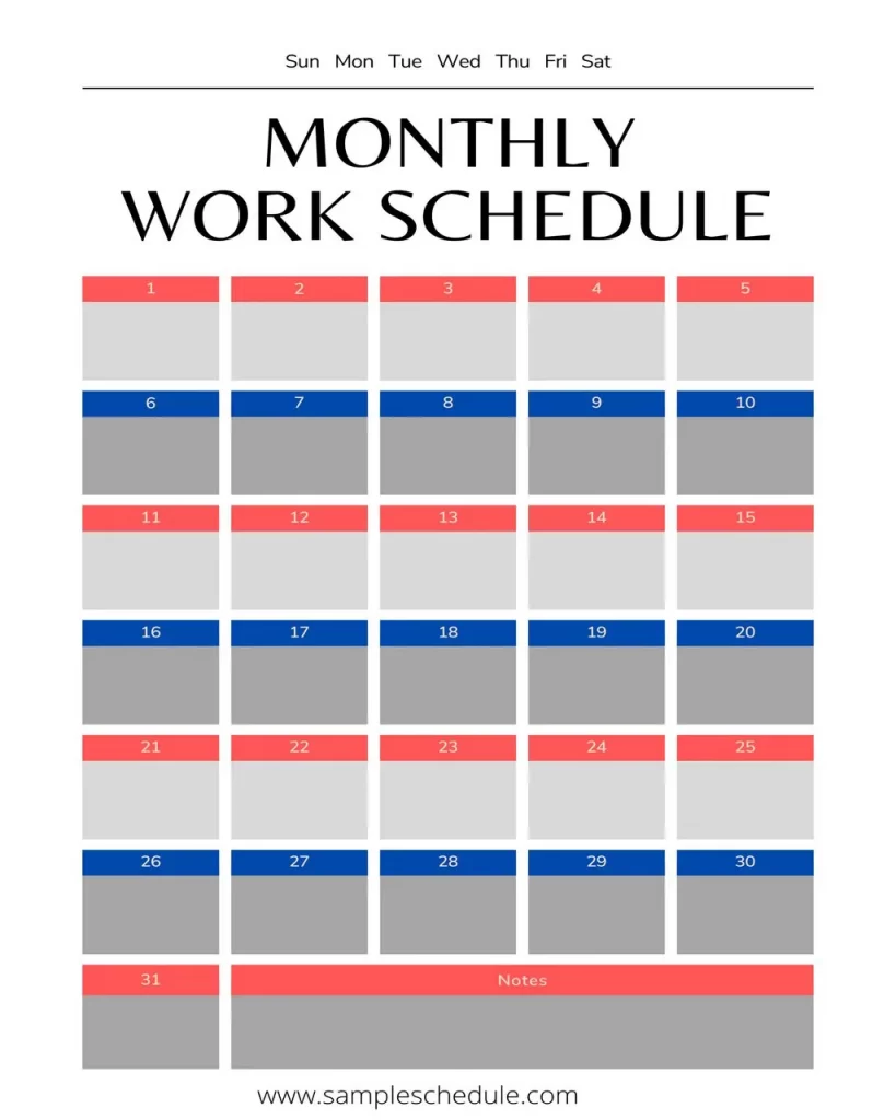 Work Schedule Template PDF 12