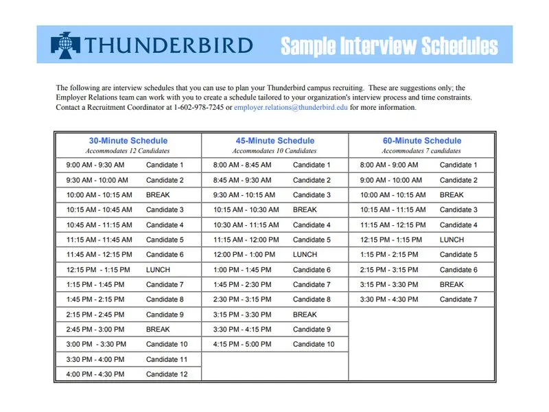 Campus Interview Schedule Template