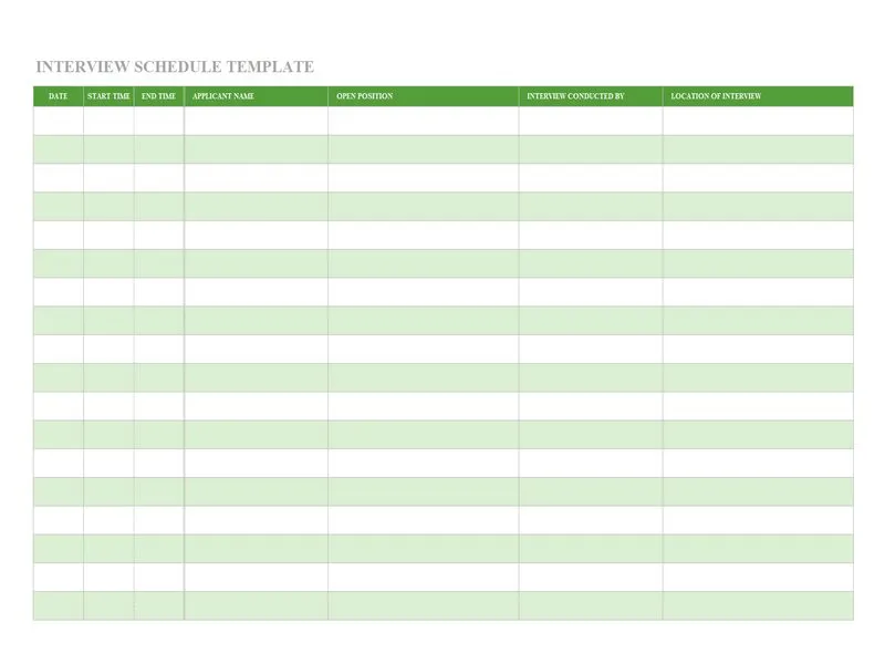 Interview Schedule Template Excel