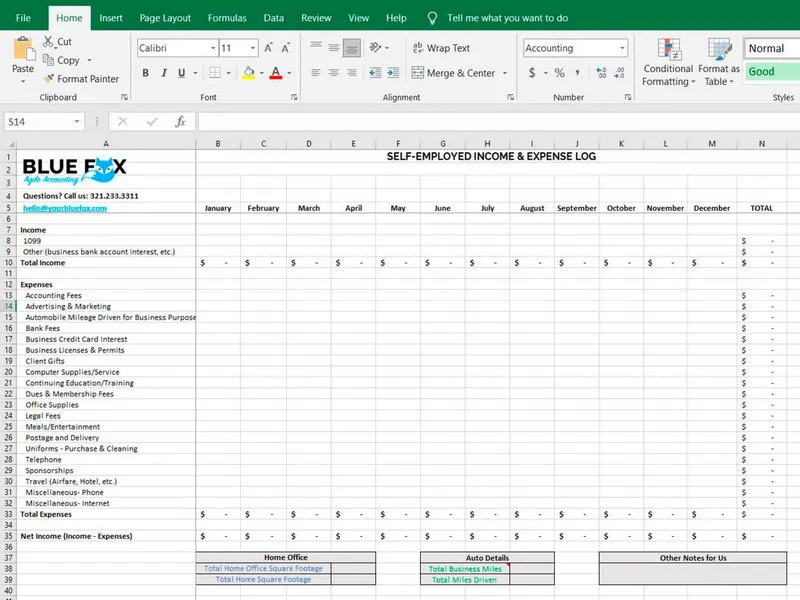 Schedule C Template Excel For Self Proprietors