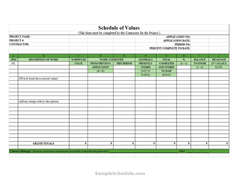 Schedule Of Values Template Excel 01