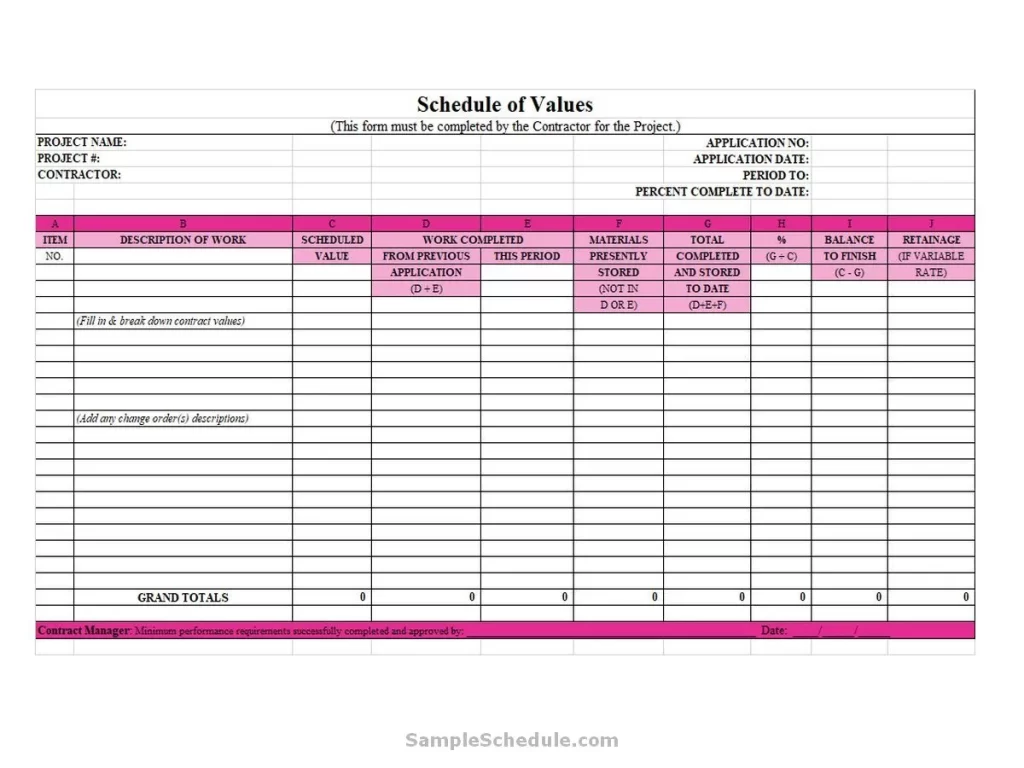 Schedule Of Values Template Excel 02