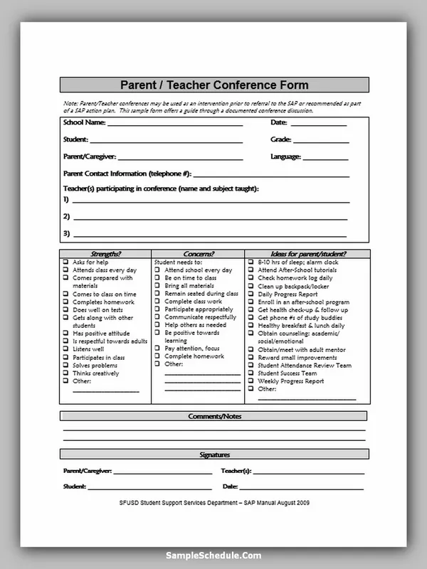 Teacher Schedule Template 01