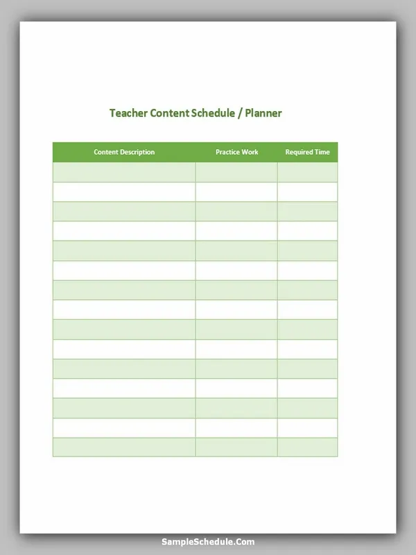 Teacher Schedule Template 03