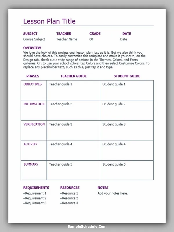 Teacher Schedule Template 07