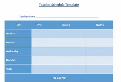 Teacher Schedule Template Featured Images