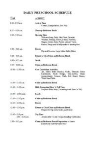 10  Powerful Preschool Schedule Sample Template sample schedule